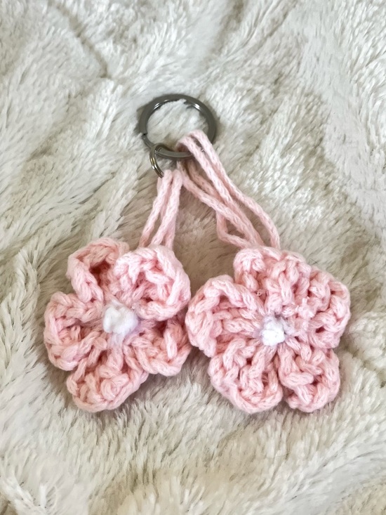 Other - Handmade (by me) Pink Crochet Flower Keychain